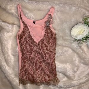 Vintage Pink Mesh Tank